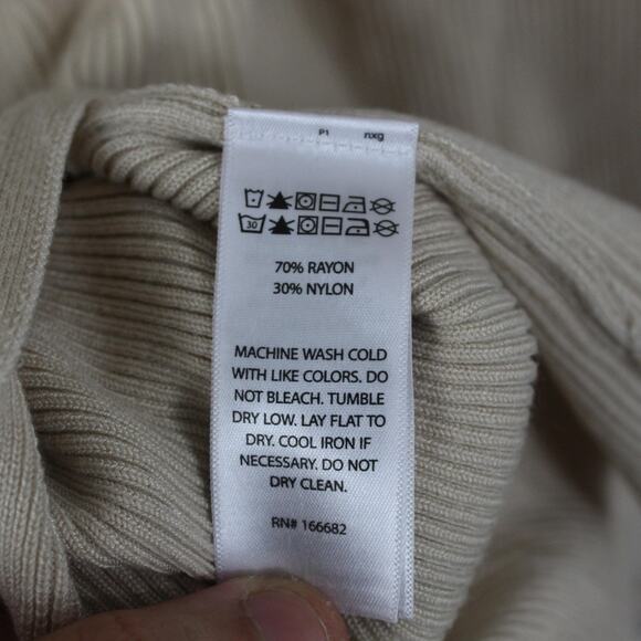 Caroline Constas Dress Small Ribbed Knit Crochet Collar Midi Bodycon Beige Chic - Picture 8 of 11